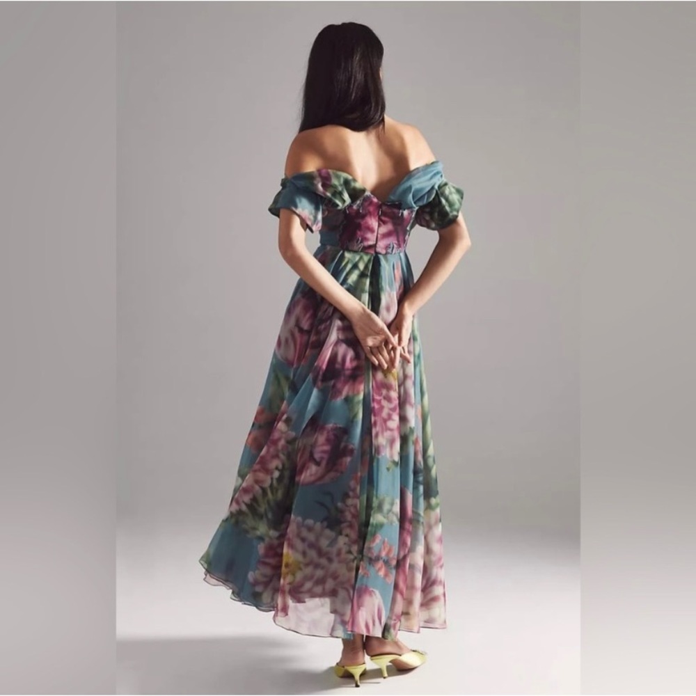 Anthropologie Geisha Designs Off-Shoulder Floral Maxi Dress Gown - Picture 3 of 3